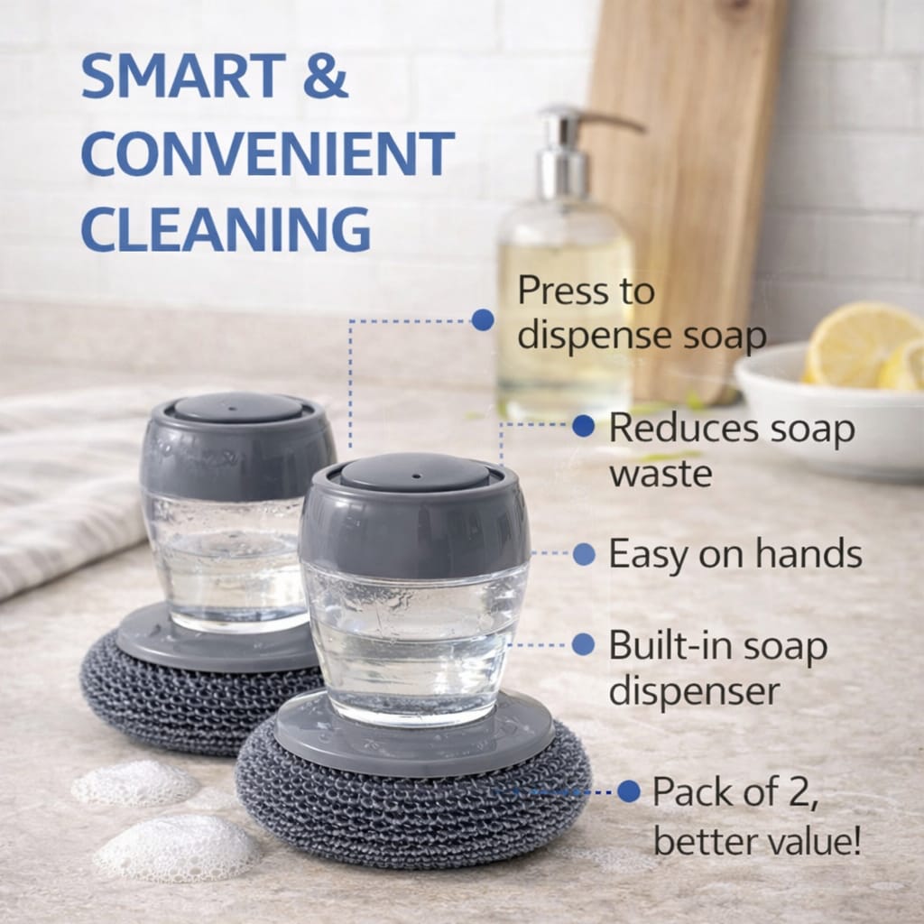 Soap Dispensing Dish Scrubber (Pack of 2)